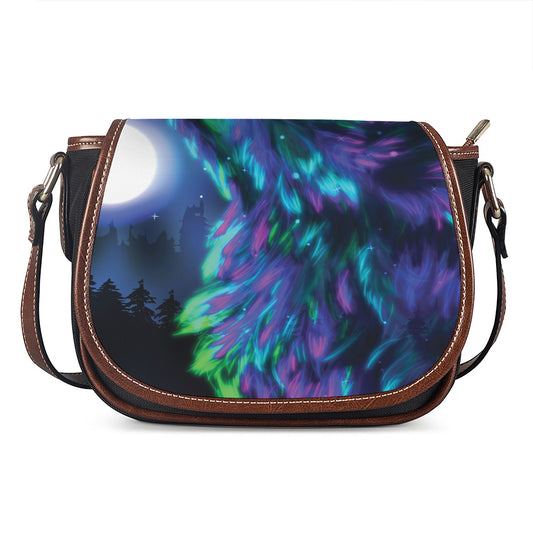 Aurora Howling Wolf Spirit Print Saddle Bag