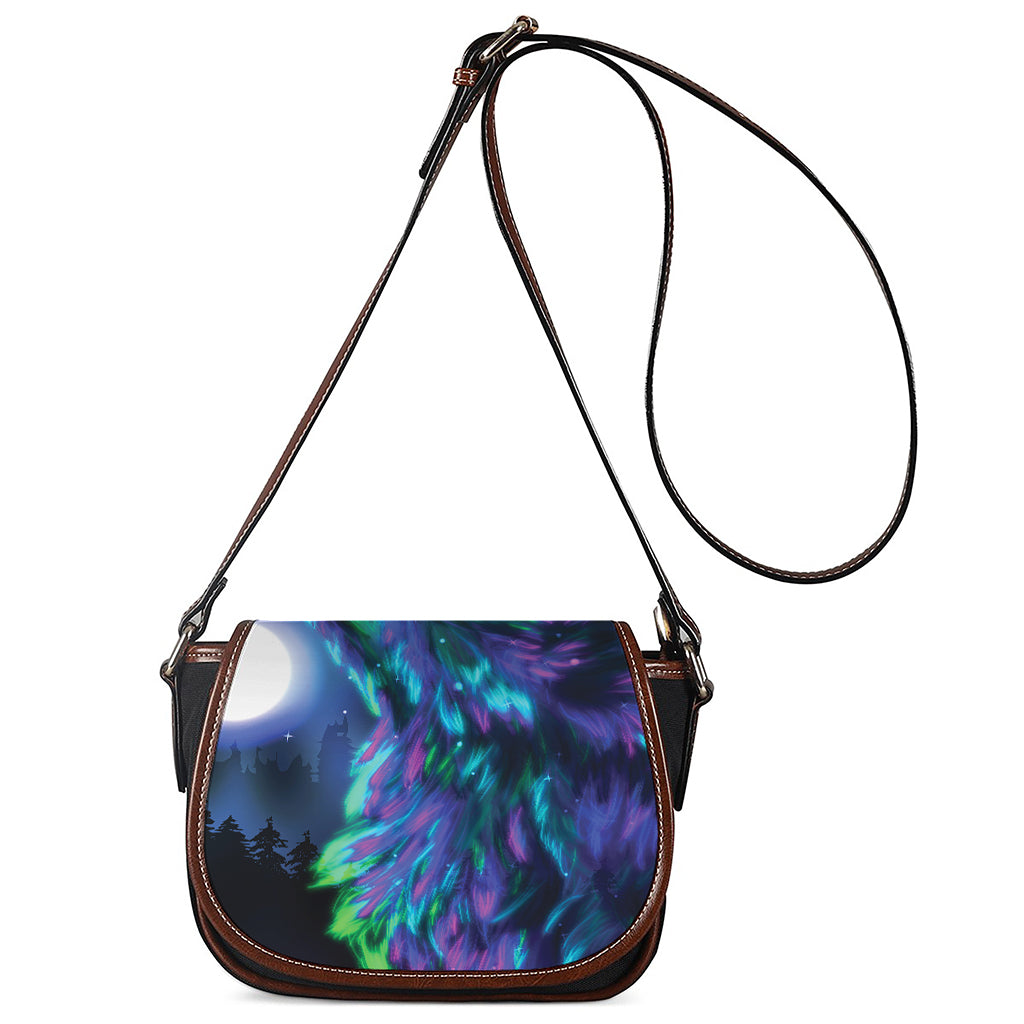 Aurora Howling Wolf Spirit Print Saddle Bag