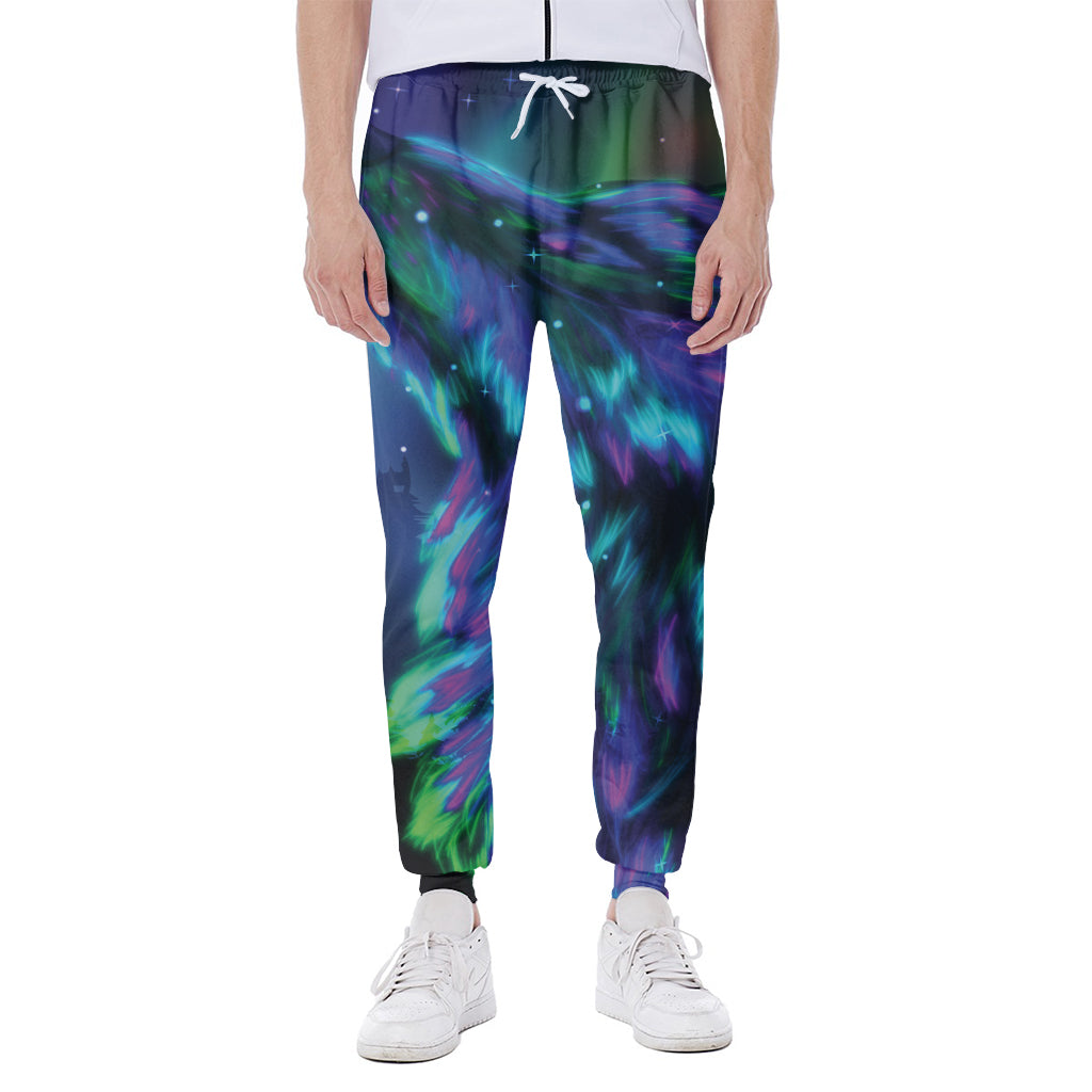 Aurora Howling Wolf Spirit Print Scuba Joggers