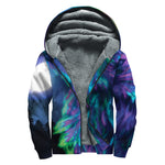 Aurora Howling Wolf Spirit Print Sherpa Lined Zip Up Hoodie