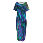 Aurora Howling Wolf Spirit Print Short Sleeve Long Nightdress