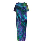 Aurora Howling Wolf Spirit Print Short Sleeve Long Nightdress