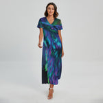 Aurora Howling Wolf Spirit Print Short Sleeve Maxi Dress