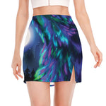 Aurora Howling Wolf Spirit Print Side Slit Mini Skirt