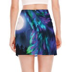 Aurora Howling Wolf Spirit Print Side Slit Mini Skirt