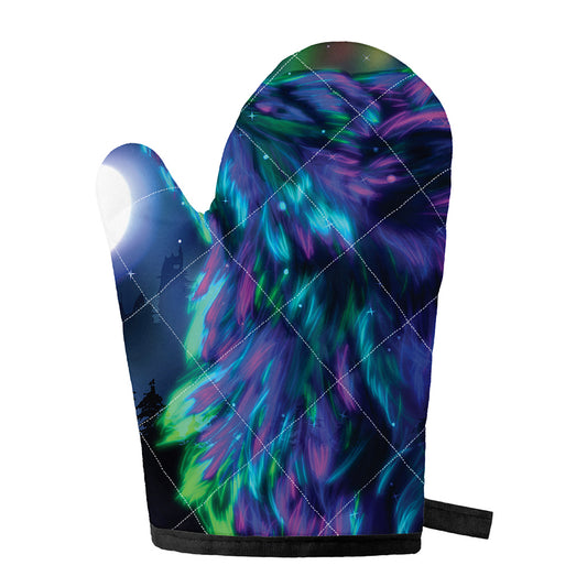 Aurora Howling Wolf Spirit Print Single Oven Mitt