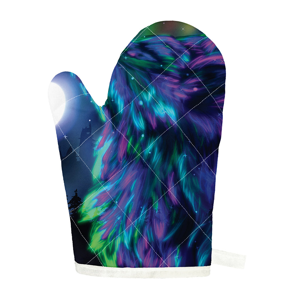 Aurora Howling Wolf Spirit Print Single Oven Mitt