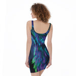 Aurora Howling Wolf Spirit Print Sleeveless Bodycon Dress