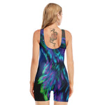 Aurora Howling Wolf Spirit Print Sleeveless One Piece Swimsuit