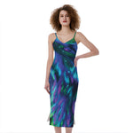 Aurora Howling Wolf Spirit Print Slim Fit Midi Cami Dress