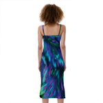 Aurora Howling Wolf Spirit Print Slim Fit Midi Cami Dress