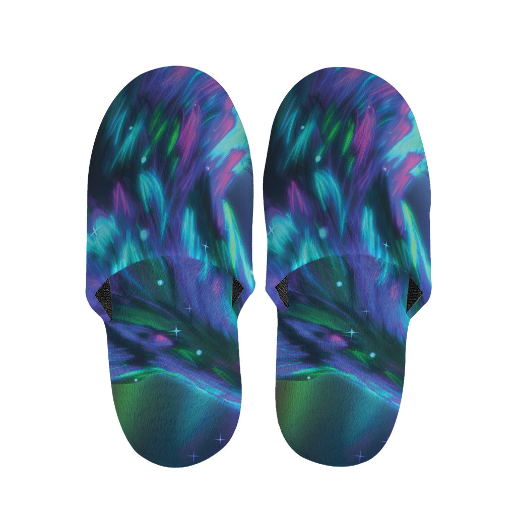Aurora Howling Wolf Spirit Print Slippers