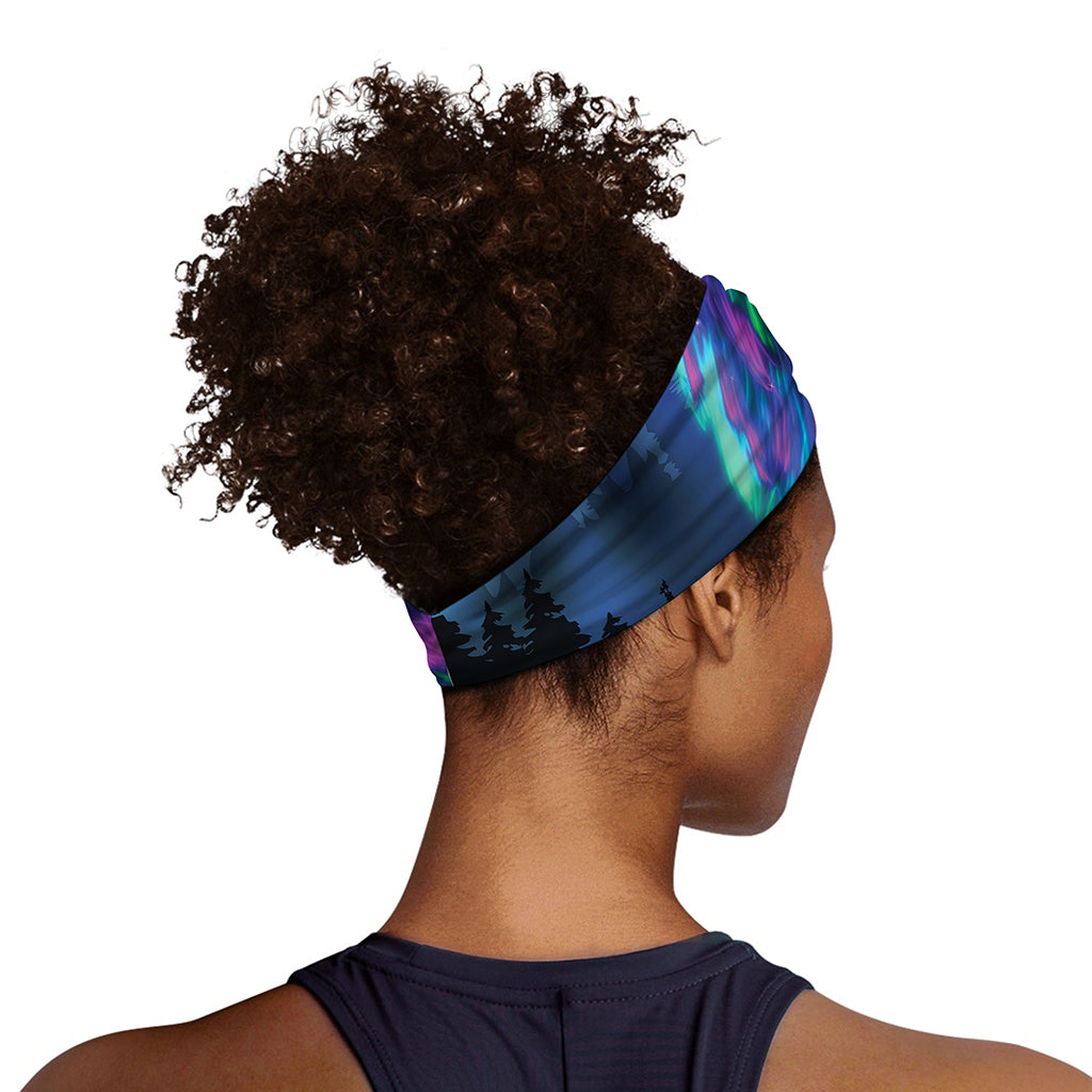 Aurora Howling Wolf Spirit Print Sports Headband