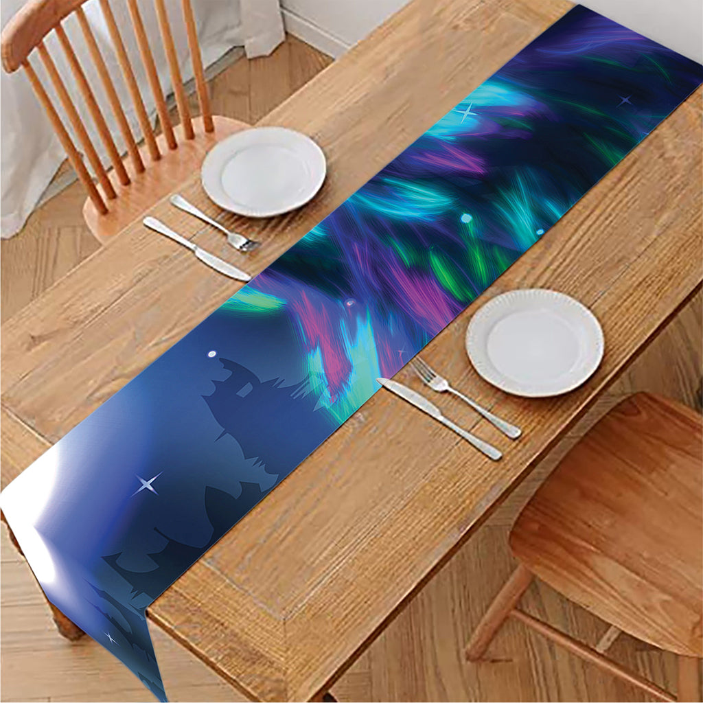 Aurora Howling Wolf Spirit Print Table Runner