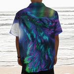 Aurora Howling Wolf Spirit Print Textured Short Sleeve Shirt