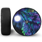 Aurora Howling Wolf Spirit Print Tire Cover With Camera Hole