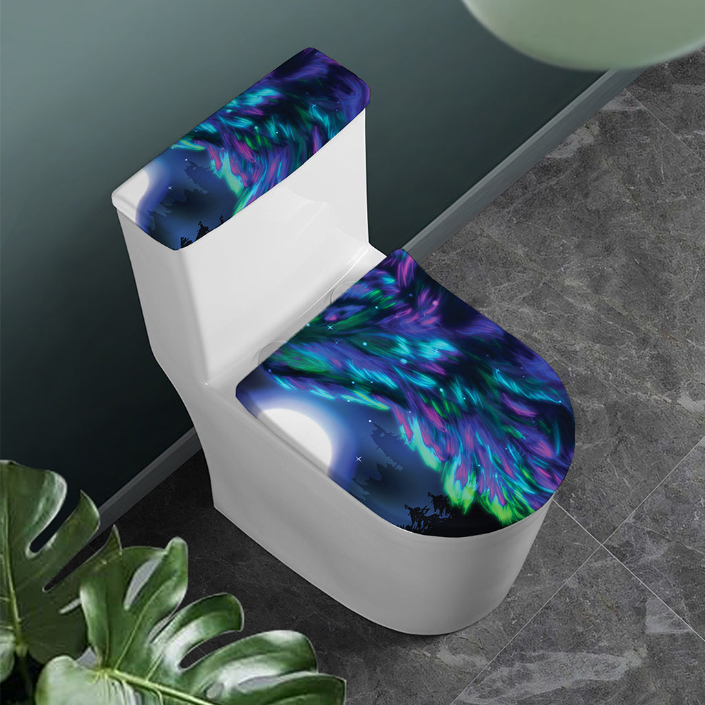 Aurora Howling Wolf Spirit Print Toilet Lid And Tank Cover Set