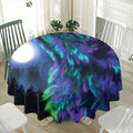 Aurora Howling Wolf Spirit Print Waterproof Round Tablecloth