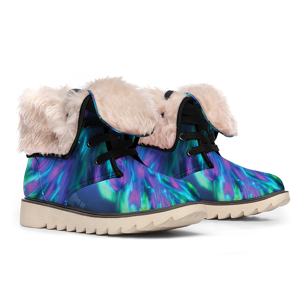 Aurora Howling Wolf Spirit Print Winter Boots