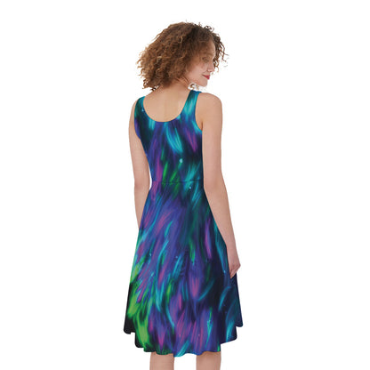 Aurora Howling Wolf Spirit Print Women's Sleeveless Dress