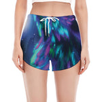 Aurora Howling Wolf Spirit Print Women's Split Running Shorts