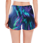 Aurora Howling Wolf Spirit Print Women's Split Running Shorts