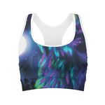 Aurora Howling Wolf Spirit Print Women's Sports Bra