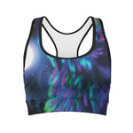 Aurora Howling Wolf Spirit Print Women's Sports Bra