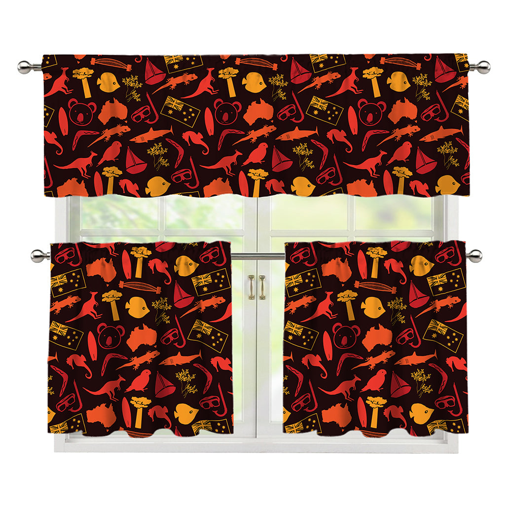 Australia Country Pattern Print 3 Piece Kitchen Curtains
