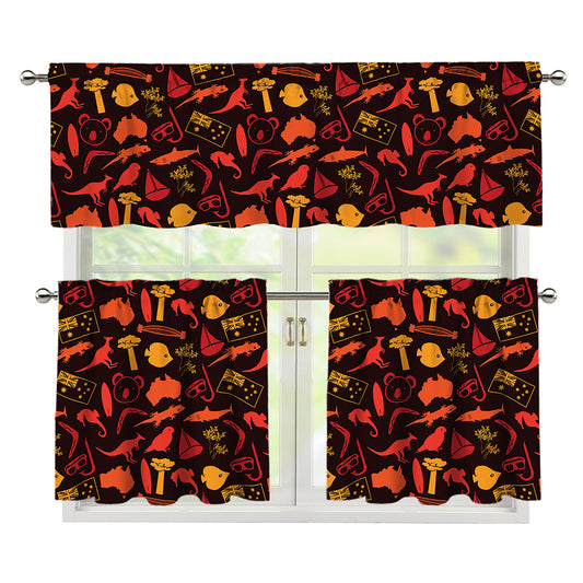 Australia Country Pattern Print 3 Piece Kitchen Curtains