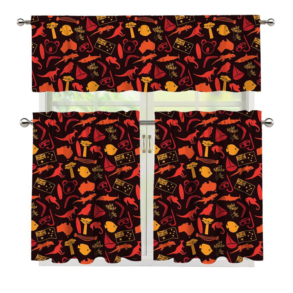 Australia Country Pattern Print 3 Piece Kitchen Curtains
