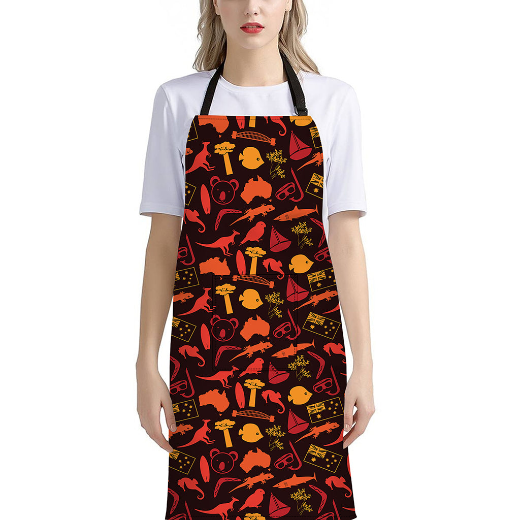 Australia Country Pattern Print Bib Apron With Pocket