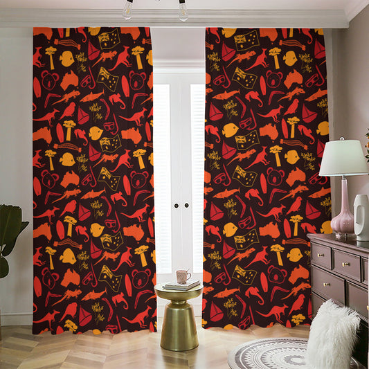 Australia Country Pattern Print Blackout Pencil Pleat Curtains