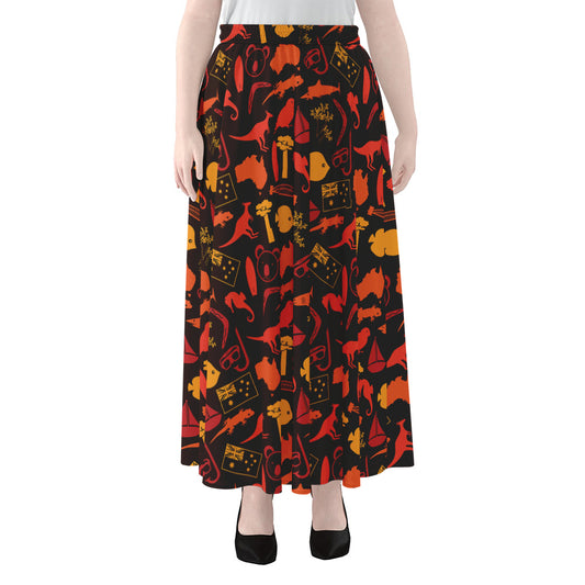 Australia Country Pattern Print Chiffon Maxi Skirt