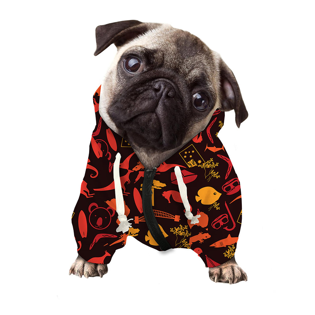 Australia Country Pattern Print Dog Zip Up Hoodie