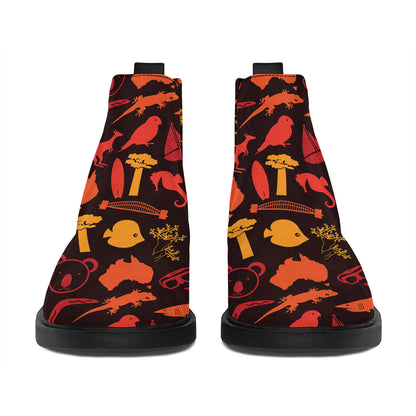 Australia Country Pattern Print Flat Ankle Boots