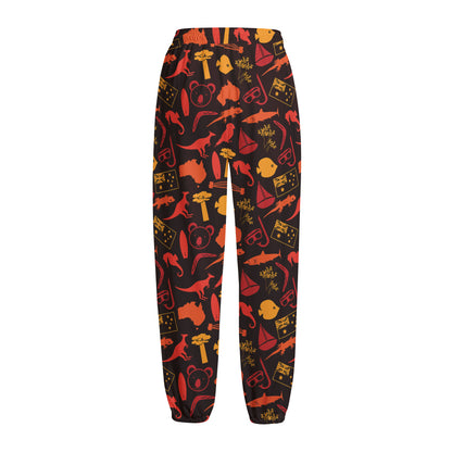 Australia Country Pattern Print Fleece Lined Knit Pants