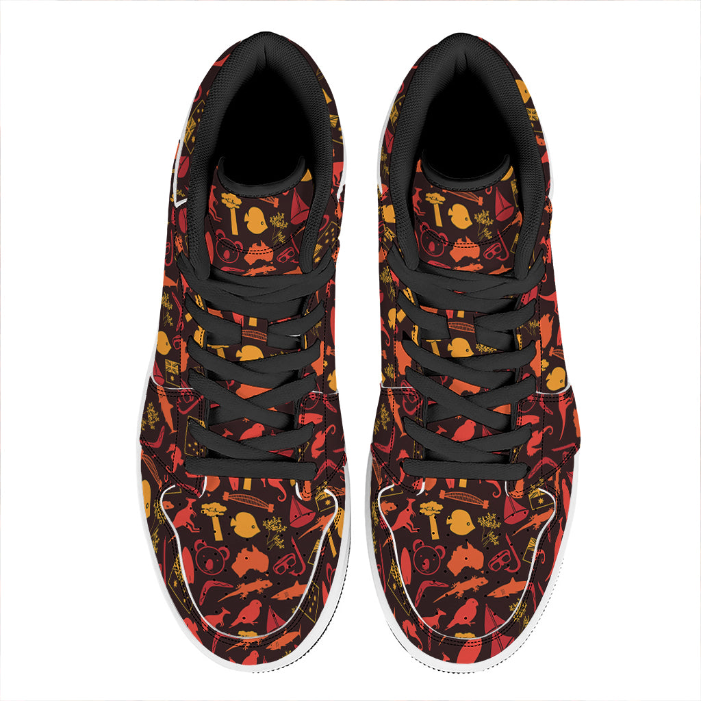 Australia Country Pattern Print High Top Leather Sneakers