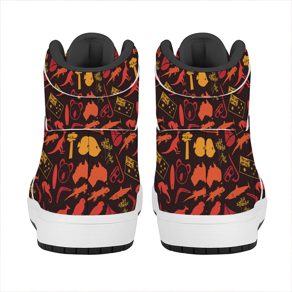 Australia Country Pattern Print High Top Leather Sneakers