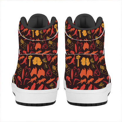 Australia Country Pattern Print High Top Leather Sneakers