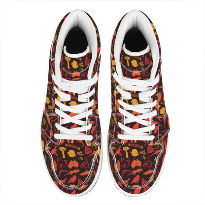 Australia Country Pattern Print High Top Leather Sneakers