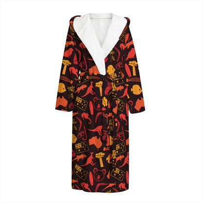 Australia Country Pattern Print Hooded Bathrobe