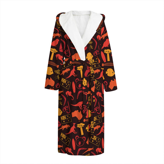 Australia Country Pattern Print Hooded Bathrobe