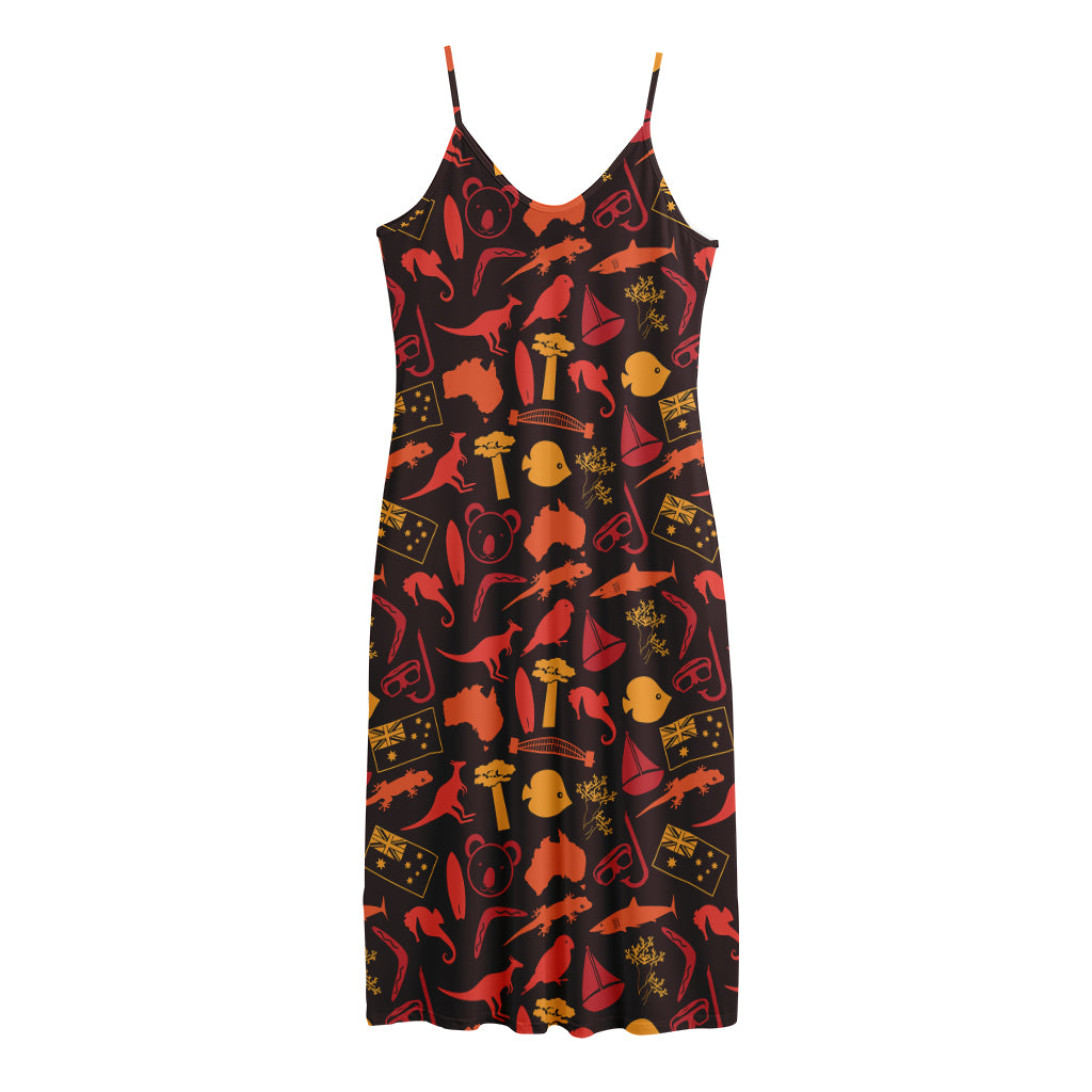 Australia Country Pattern Print Jersey Midi Cami Dress