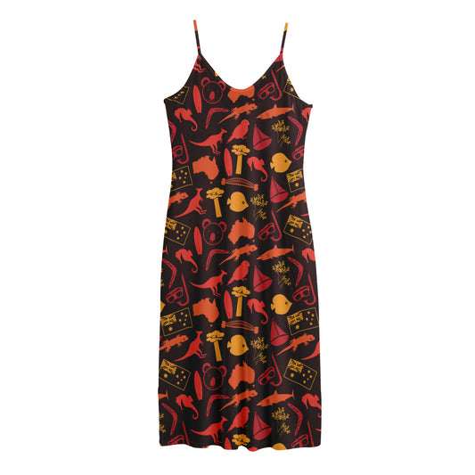 Australia Country Pattern Print Jersey Midi Cami Dress