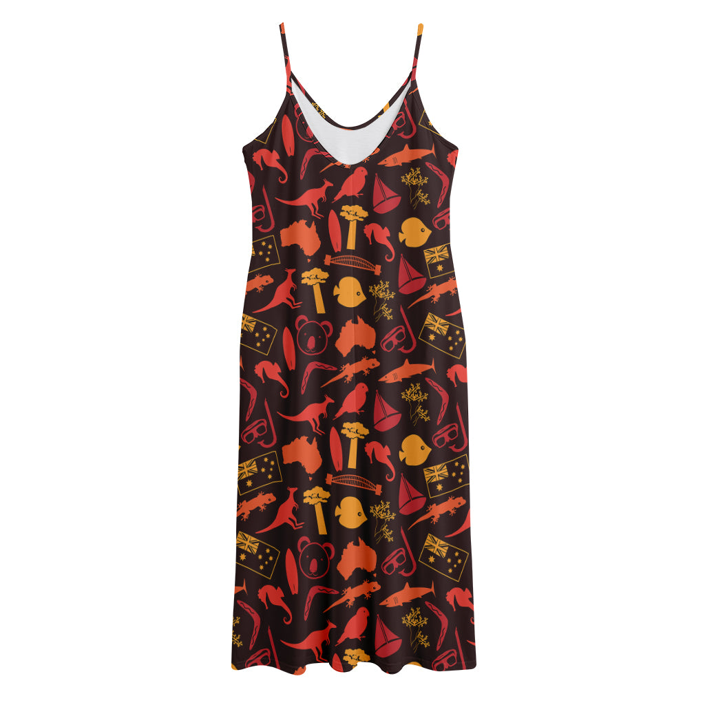 Australia Country Pattern Print Jersey Midi Cami Dress