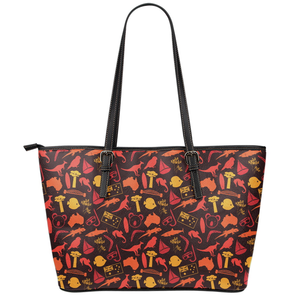 Australia Country Pattern Print Leather Tote Bag