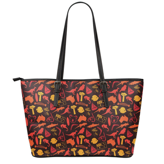 Australia Country Pattern Print Leather Tote Bag