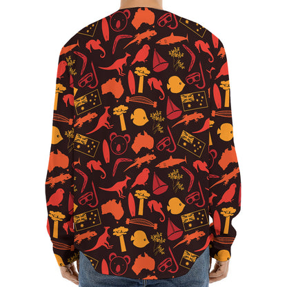 Australia Country Pattern Print Long Sleeve Baseball Jersey