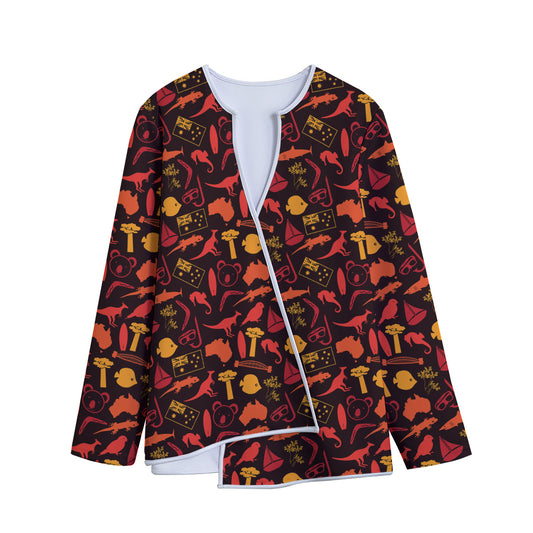 Australia Country Pattern Print Long Sleeve Short Coat